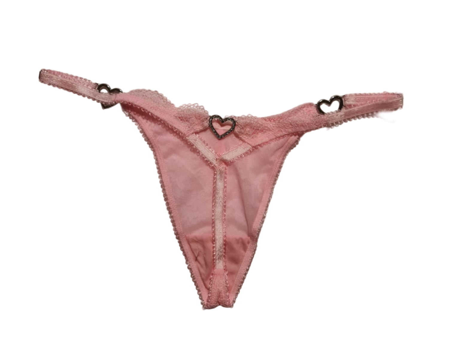 Tanga rosa mit Metall-Herzen